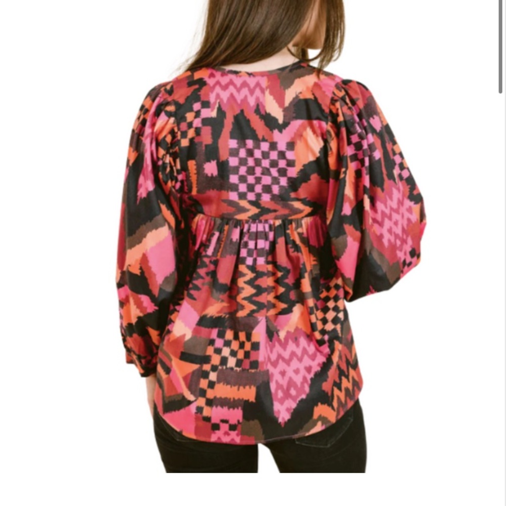 Laroque Nell Blouse - Pink Patchwork Top - image 3